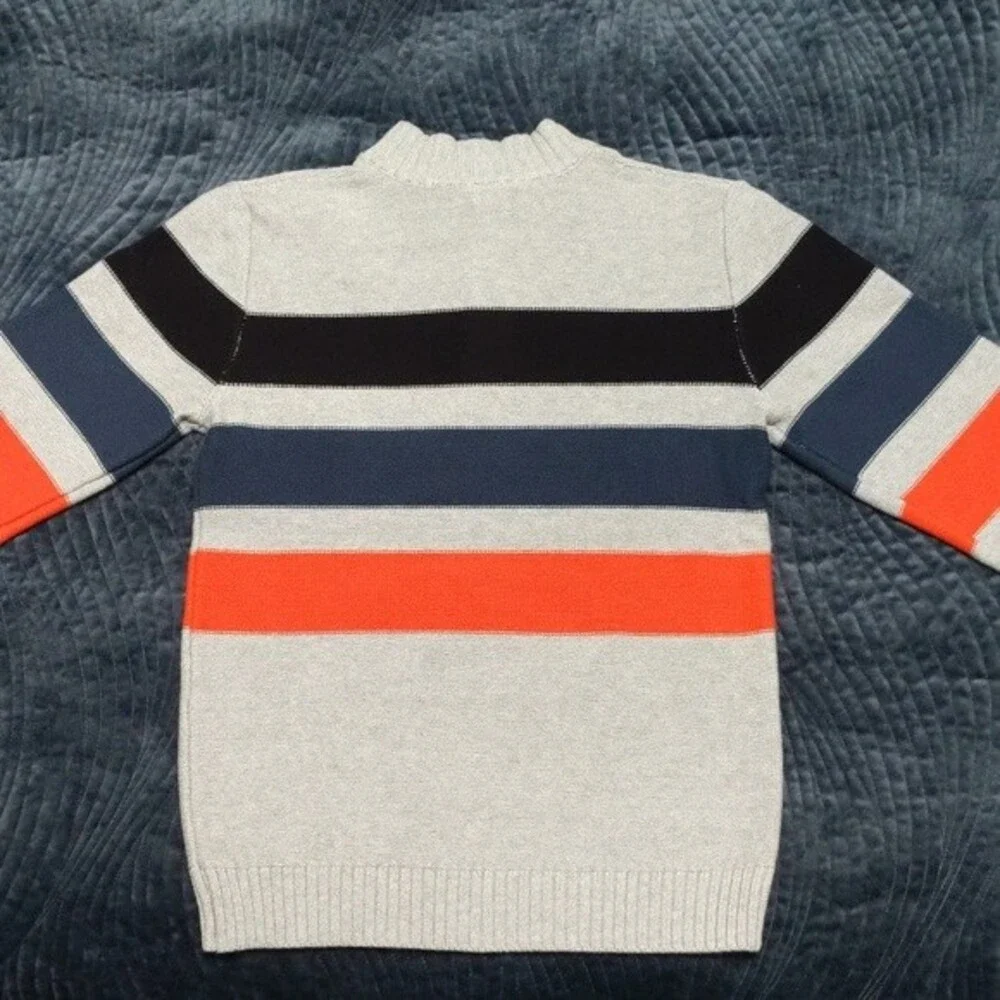 NWT Gymboree Boy’s Grey Striped Pullover Mock Neck Sweater Size L (10-12)